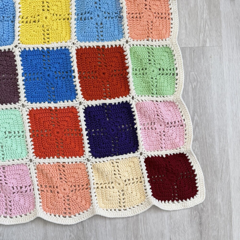 VTG Handmade GRANNY SQUARE Afghan 54" x 58" Multicolor Crochet Throw Blanket EUC - Picture 4 of 7